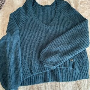 Teal V-Neck Women's Sweater